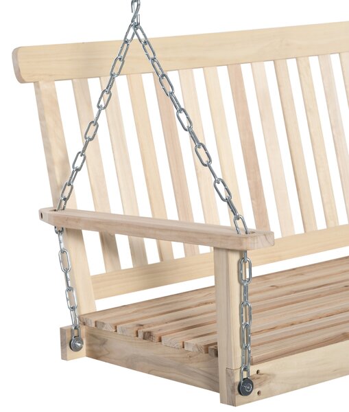 Outsunny Leagăn Suspendat din Lemn pentru 2 Persoane, Design Natural, Ideal pentru Grădină sau Terasă, 119x65x61 cm | Aosom Romania