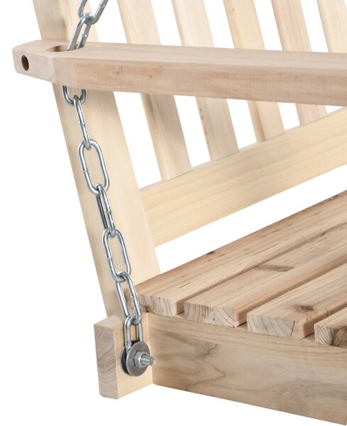 Outsunny Leagăn Suspendat din Lemn pentru 2 Persoane, Design Natural, Ideal pentru Grădină sau Terasă, 119x65x61 cm | Aosom Romania