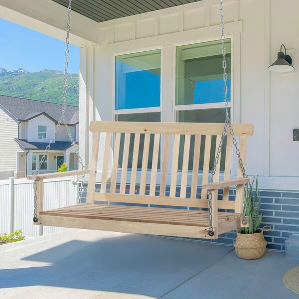 Outsunny Leagăn Suspendat din Lemn pentru 2 Persoane, Design Natural, Ideal pentru Grădină sau Terasă, 119x65x61 cm | Aosom Romania