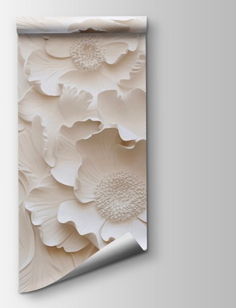 Fototapet Motiv floral capricios, în alb, Fototapet 3D, Fototapet populare, w04060 - Tapeko.ro