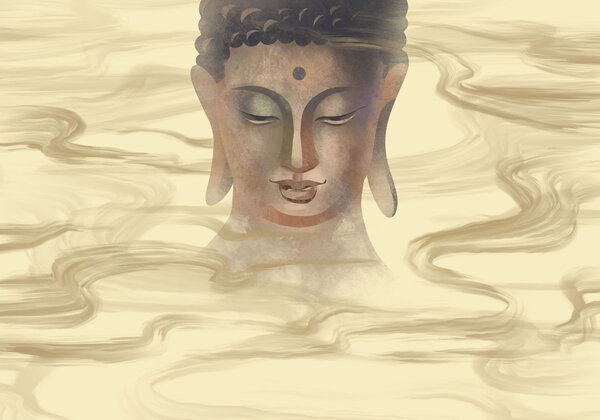 Fototapet Tablou reprezentând un cap de Buddha, Fototapet abstracte, Fototapet populare, t01012 - Tapeko.ro