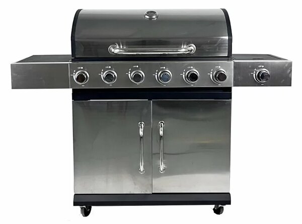 Gratar - QL-10 , 6+1 zone de gatit ,gaz, termometru, dimensiuni totale 141X48X102 cm, otel inoxidabil