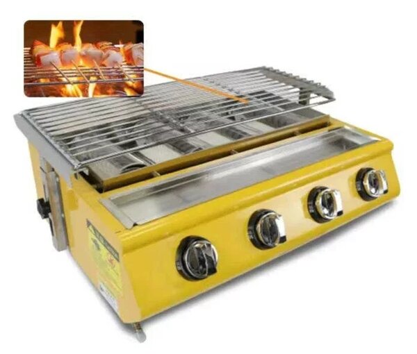 Gratar - GAM04, 4 arzatoare ,gaz,dimensiune 340 X 410 X 170 mm, otel inoxidabil