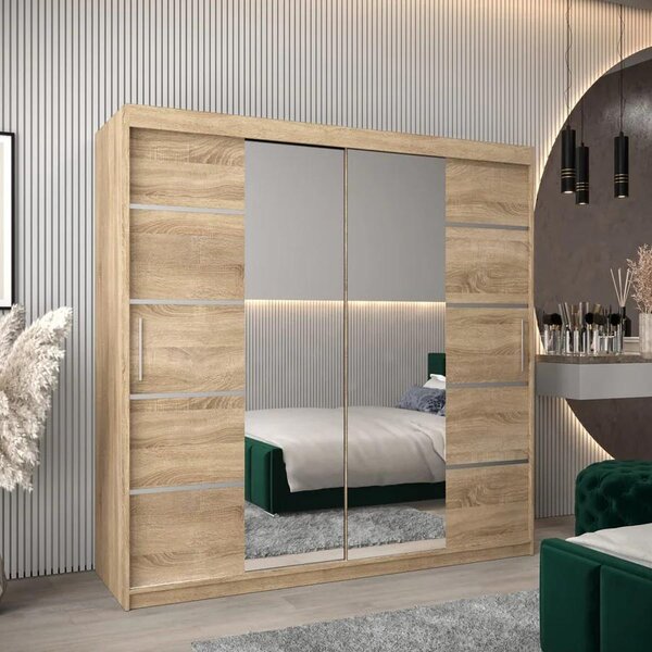 Dressing Marissa, 160x60x200cm, cu oglinda, Stejar Sonoma, Pal 18 mm