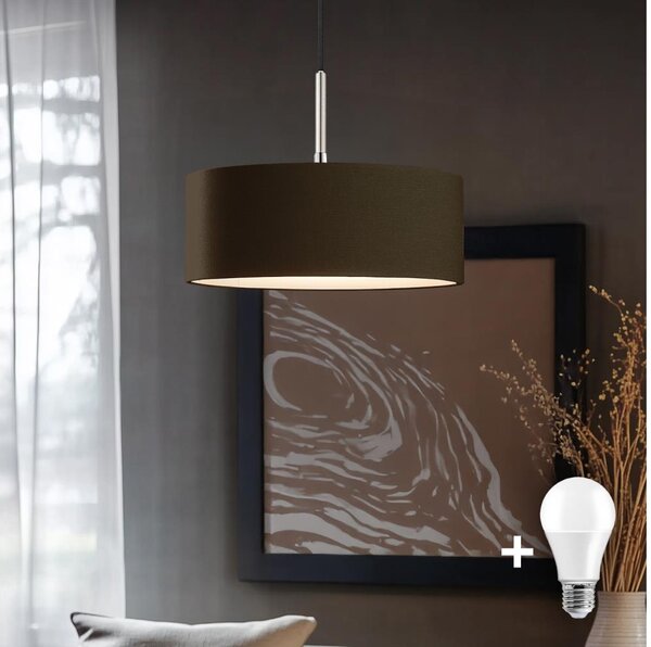 Eglo - Lustră LED suspendată pe cablu TUNJA 1xE27/60W/230V maro