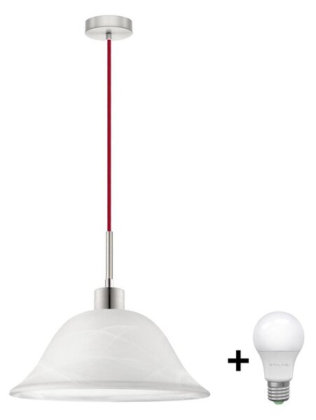 Pendul LED pe cablu 1xE27/60W/230V alb/roșu