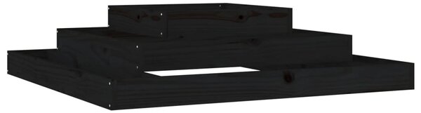 Jardinieră, negru, 110x110x27 cm, lemn masiv de pin