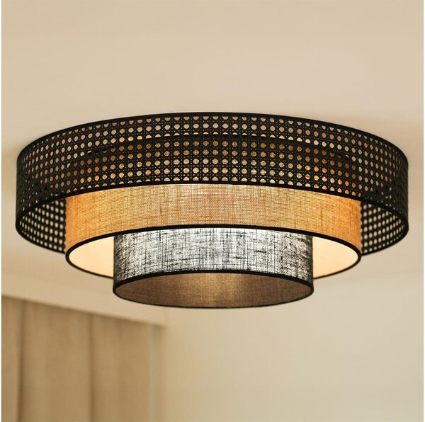 Brilagi - Plafonier LED DAKOTA LUNETA LED/12W/230V pr. 60 cm negru/ratan