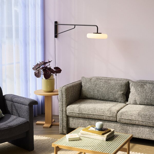 Hübsch Aplică de perete cu LED Sway, negru, adâncime 120 cm, metal, Negru, Camera de zi / sufragerie, Metal, Modern
