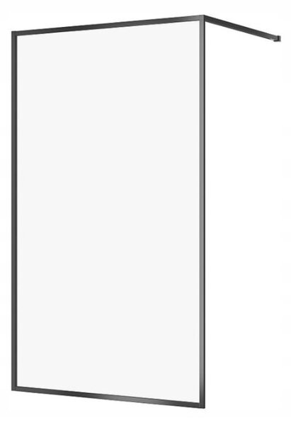 Cersanit Larga, Paravan de dus Walk-In 120x200 cm, sticla transparenta 8 mm, profil negru, S932-140