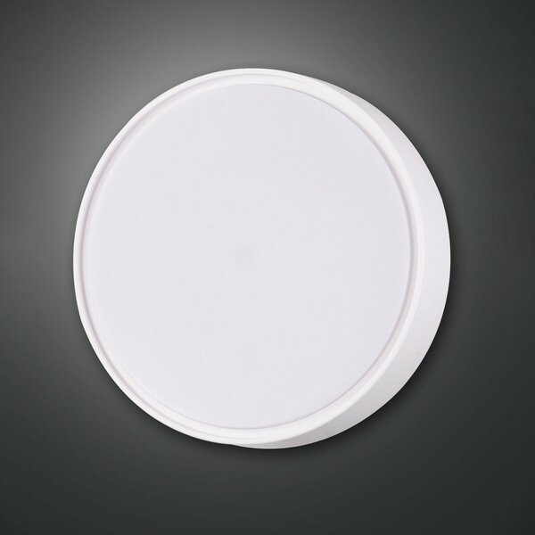 Fabas Luce Aplică Hatton, Ø 30 cm, senzor, 2 x E27, alb, IP65, reglabil, Alb, Hol, Plastic