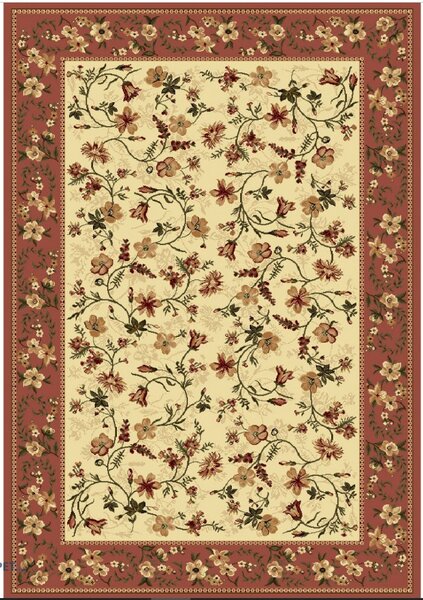 Covor Clasic Sufragerie, Model Lotos 15075 150, Crem Caramiziu Dreptunghi, 80x200