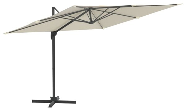 Umbrelă în consolă cu LED, alb nisipiu, 400x300 cm