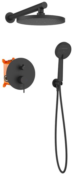 Invena Kalitea, set de duș încastrat, baterie cu 2 funcții, negru mat, INV-BS-72-004-V