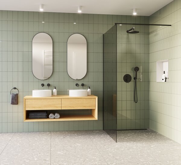 Invena Kalitea, set de duș încastrat, baterie cu 2 funcții, negru mat, INV-BS-72-004-V