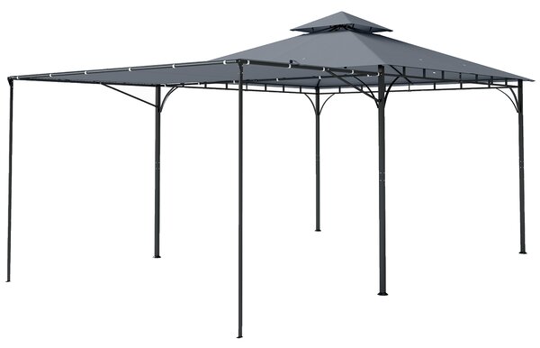 Outsunny Foișor de Grădină 3.2x3.2 m cu Acoperiș Extensibil, Foișor de Exterior cu Acoperiș Dublu Ventilat, Găuri de Drenaj, Cadru Metalic, pentru Grădină, Balcon, Petreceri, Terasă, UV30+, Gri Închis | Aosom Romania