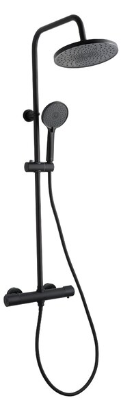Invena Volos, set de duș cu baterie termostatică, negru mat, INV-AU-37-T04-V