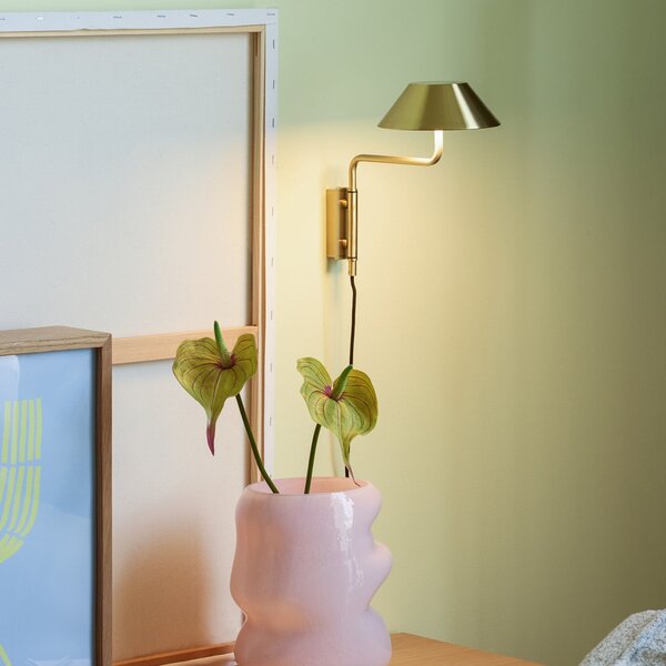 Hübsch Aplică de perete cu LED COVER, culoare alamă, adâncime 30 cm, metal, Auriu / Alamă, Camera de zi / sufragerie, Metal, Modern