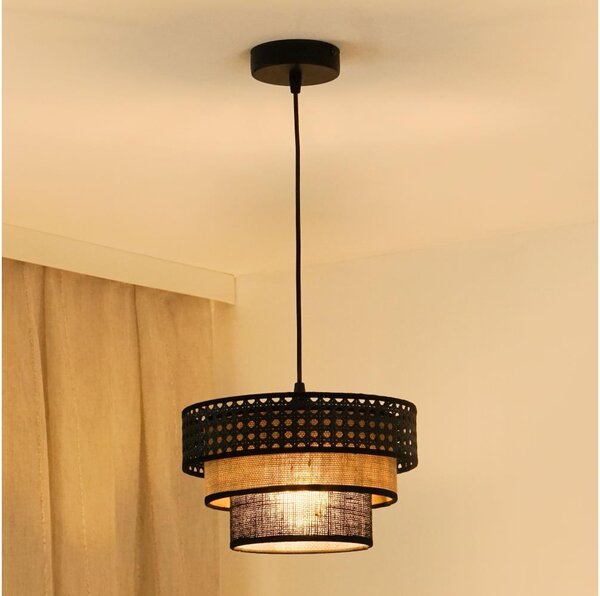 Brilagi - Lustr DAKOTA LUNETA 1xE27/15W/230V pr. 25 cm negru/ratan