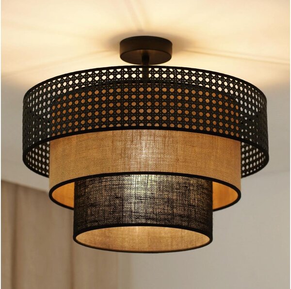 Brilagi - Lustr DAKOTA LUNETA 1xE27/15W/230V pr. 45 cm negru/ratan