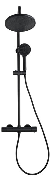Invena Volos, set de duș cu baterie termostatică, negru mat, INV-AU-37-T04-V