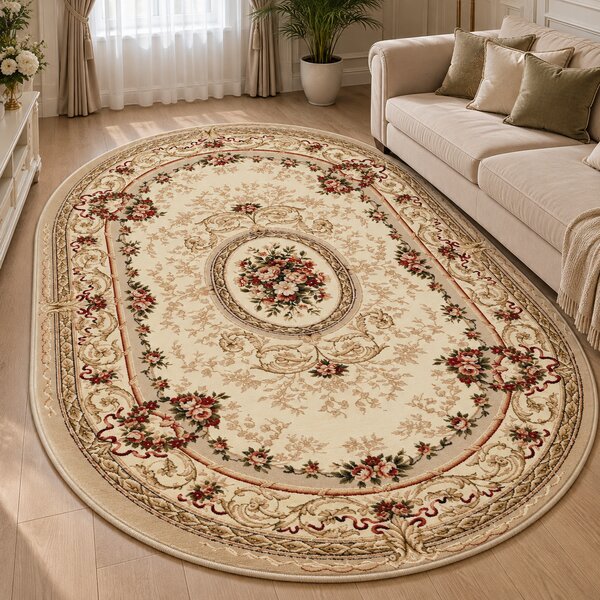 Model Lotos 568, Covor Living Sufragerie, Crem 200x400