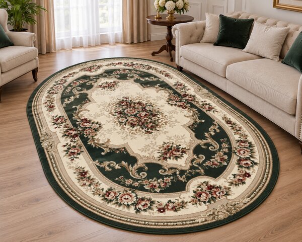 Covor Oval, Lotos 574 310, Verde, 1800 gr mp Verde, Oval, 60x110