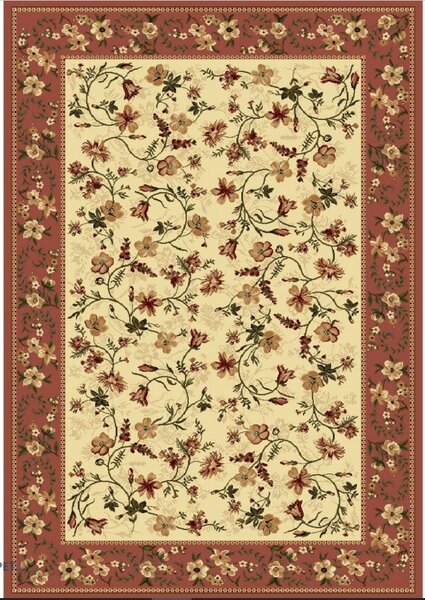 Covor Clasic Sufragerie, Model Lotos 15075 150, Crem Caramiziu Dreptunghi, 120x200