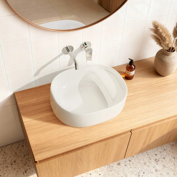 Invena Elara, lavoar de blat 460x370x135 mm, alb lucios, INV-CE-03-P46-Y