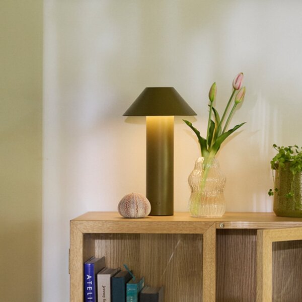 Hübsch Lampă de masă cu LED Tower, verde închis, înălțime 32 cm, metal, reglabil, Verde, Camera de zi / sufragerie, Metal, Modern