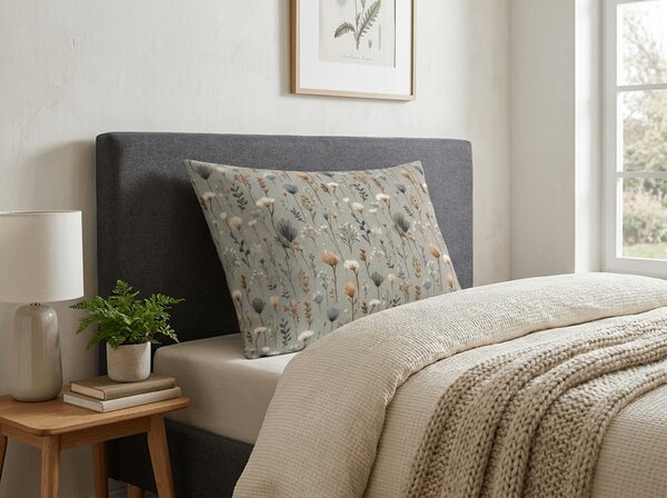 Husa pentru perna din microfibra BOTANIC FIELD 70x90 cm, gri