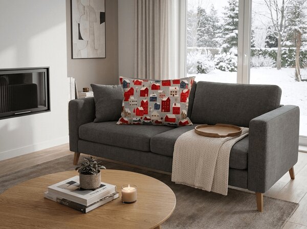 Fata de perna din microfibra WINTER COTTAGE 50x70 cm, gri