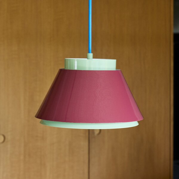 Hübsch Lampă suspendată Remi, verde/roșu, Ø 25 cm, metal, reglabil, Verde, Camera de zi / sufragerie, Metal, Scandinavă