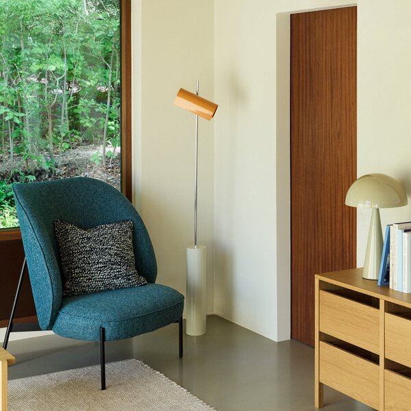 Hübsch Lampadar LED Reflector, portocalie, înălțime 160 cm, fier, reglabil, Portocaliu, Camera de zi / sufragerie, Metal, Scandinavă