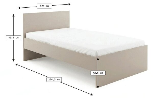 Pat ELISA 120 x 200 cm, casmir bej Saltele: Fara saltea, Somiera pat: Cu lamele drepte