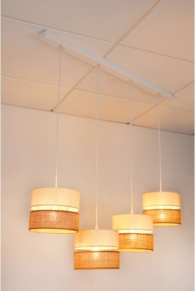 Brilagi - Candelabru pe cablu ROYAL YUTE 4xE27/15W/230V bej/crem/alb