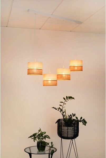 Brilagi - Candelabru pe cablu ROYAL YUTE 4xE27/15W/230V bej/crem/alb