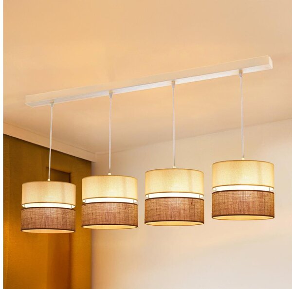 Brilagi - Candelabru pe cablu ROYAL YUTE 4xE27/15W/230V bej/crem/alb
