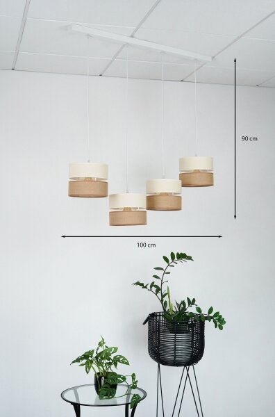 Brilagi - Candelabru pe cablu ROYAL YUTE 4xE27/15W/230V bej/crem/alb