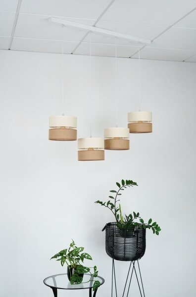 Brilagi - Candelabru pe cablu ROYAL YUTE 4xE27/15W/230V bej/crem/alb