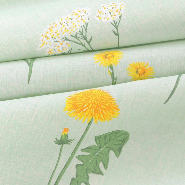 Goldea lenjerie de pat din 100% bumbac duo - pajiște pe verde mélange cu galben 160 x 200 și 2buc 50 x 70 cm