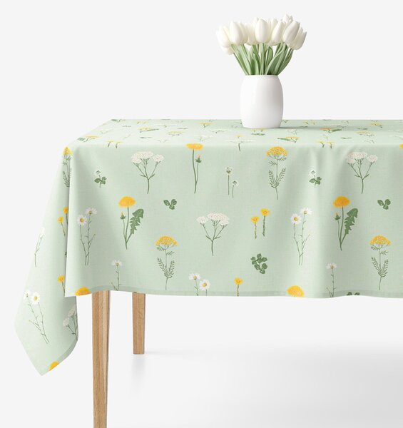 Goldea față de masă 100% bumbac - pajiște pe verde mélange 100 x 140 cm