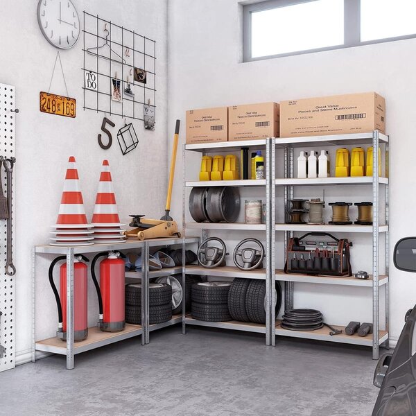 Raft Metalic Profesional pentru Depozitare, 180x90x30 cm, 5 Polite, Suporta 875 kg – organizare eficienta pentru garaj, magazie sau atelier