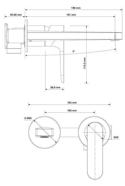 Hagser Norla baterie lavoar ascuns crom HGR18000032