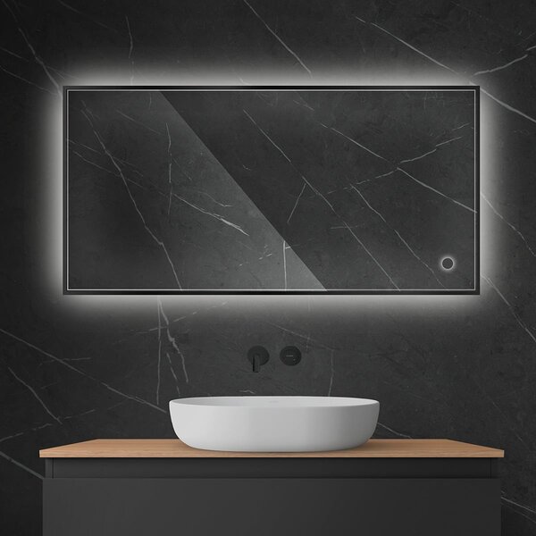 Oltens Nordlis oglindă 60x120 cm dreptunghiular cu iluminare cu covoraș de încălzire negru 64112300