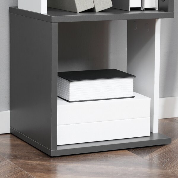 Biblioteca cu 5 rafturi din lemn HOMCOM 33x28x161cm, gri si alb | Aosom Romania