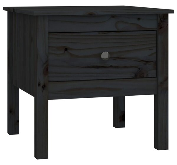 Masă laterală, negru, 50x50x49 cm, lemn masiv de pin