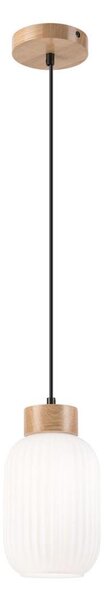 Lustră pe cablu HARMA 1xE27/15W/230V d. 14 cm alb/stejar