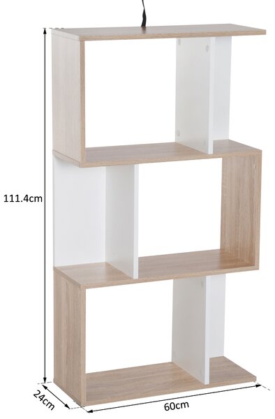 Biblioteca de perete, 3 rafturi, 60x24x111.4cm, alba HOMCOM | Aosom Romania
