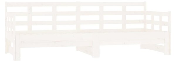 Pat extensibil de zi, alb, 2x(90x200) cm, lemn masiv de pin